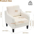 Accent Chairs Set of 2 for Living Room, Modern Velvet Living Room Chairs with Wide Backrest, Upholstered Comfy Chair with Cushion, Oversized Sofa Chair with Wood Legs, Single Armchair, Beige