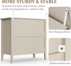 RoyalCraft Large 3 Drawer Dresser Set of 2, Fluted Wood Drawers for Bedroom, Modern Painted 30 inch Wide Nightstand for Bedroom, Entryway, Beige
