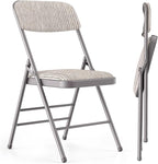 Commercial Grade Folding Chair with Padded Fabric Cushion（16"X16" |Double-hinged Legs Luxury Style|4.5kg Capacity Max Weight 150Kg for Home and Office,Indoor and Outdoor Events (2, Fabric-Beige)
