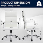 Office Chair, Ergonomic Adjustable Desk Chair, Mid Back Executive Comfortable Leather Lumbar Support Home Computer Chair with Padded Seat Swivel Wheels