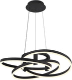 Possini Euro Design McKenna Sanded Black Pendant Lighting 26 1/2" Wide Modern Ribbon Rings Dimmable LED Fixture for Dining Room House Foyer Kitchen Island Entryway Bedroom Living High Ceilings