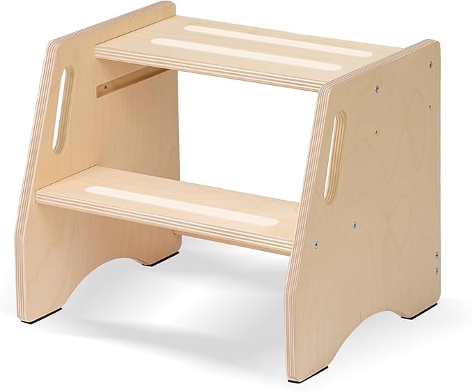 Step Stool for Toddlers & Kids - Wooden Height Adjustable Kids 2 Step Stool with Safe Non-Slip Pads - Potty Training Stool for Bathroom Sink, Bedroom,Kitchen Dual Height Step Stools for Kids(Natural)