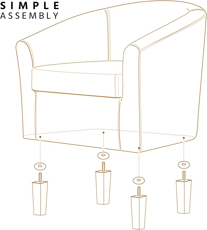 Yaheetech Brown Accent Chairs Set of 2, Faux Leather Barrel Chairs, Comfy Modern Leather Club Armchairs with Soft Seat for Living Room Bedroom Reading Waiting Room, Brown