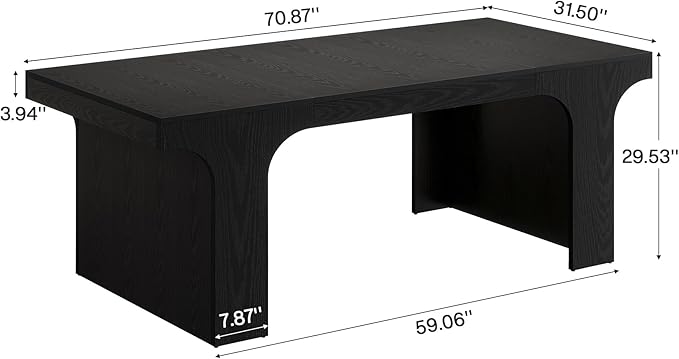 Tribesigns 70.9-Inch Executive Desk, Large Wooden Computer Office Desk, Modern Writing Table Business Workspace Home Office Furniture with Arched Design, Black