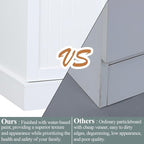 Sideboard Buffet Cabinet with 2 Drawers, Farmhouse Kitchen Pantry with Adjustable Shelves, Coffee Bar Cupboard Cabinet with 3 Doors for Kitchen, Dining Room (White)