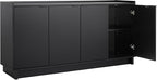 Prepac Simply Modern 4 Door Console Table Storage Cabinet, Buffet Cabinet for Storage and Organization, Modern Side Table with Doors & Shelves, 60”W x 30”H x 16”D, Black