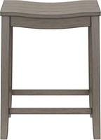 Hillsdale Fiddler Wood Backless Counter Height Stool with Saddle-Style Seat, Aged Gray