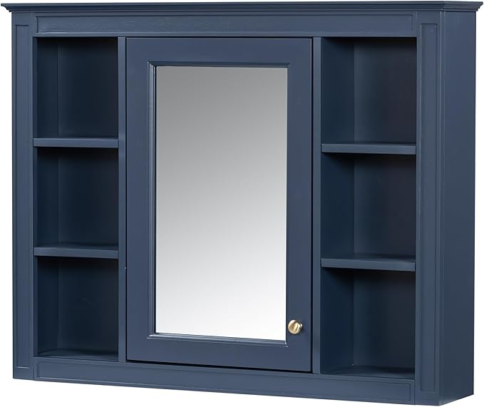 Bathroom Wall Cabinet with Mirror, 35'' x 27.5'' Medicine Cabinet with Mirror Door and Adjustable Shelves, Over Toilet Storage Cabinet, Wall-Mounted Bathroom Mirrors for Over Sink with Storage