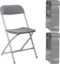 20 Pack Plastic Grey Folding Chairs,Portable Party Chairs Stackable Commercial Seats with Steel Frame for Office Home Outdoor Indoor Wedding Party Patio Dinning Events,350lbs Capacity