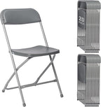 20 Pack Plastic Grey Folding Chairs,Portable Party Chairs Stackable Commercial Seats with Steel Frame for Office Home Outdoor Indoor Wedding Party Patio Dinning Events,350lbs Capacity