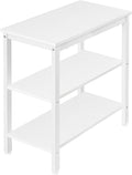 HOOBRO End Table, Simple Rustic Side Table with 3-Tier Storage Shelf, Narrow Nightstand for Small Spaces, Easy Assembly, for Living Room, Bedroom, Industrial Design, White WT14BZ01