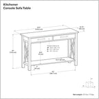 SIMPLIHOME Kitchener Console Table - 47 Inch Wide Solid Wood Sofa Table in Hickory Brown, Contemporary Storage Table for Entryway or Living Room with 2 Drawers, Bottom Shelf, and X-Design Side Panels