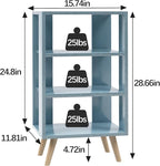 Night Stand, Blue Kids Nightstand, Modern End Table with Open Storage, 3-Tier Nursery Bedside Table for Small Space, Living Room, Bedroom