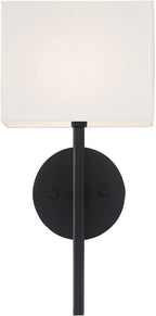 Possini Euro Design Favreau Modern Wall Sconce Lighting Black Hardwired 16 1/4" High Fixture Rectangular Linen Fabric Shade for Bedroom Bedside Living Room Home Hallway Dining Kitchen