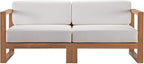 Modway EEI-4256-NAT-WHI-SET Upland Patio Teak Wood 2-Piece Sectional Sofa Loveseat, Natural White
