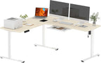 SANODESK L Shaped Electric Standing Desk with Drawer, 71 Inch Ergonomic Adjustable Height Desk with Storage, Corner Desk Sit Stand up Computer Table for Work Office Home, Maple
