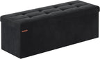SONGMICS Mazie Collection - Storage Ottoman Bench, Foldable Foot Rest, 15 x 43 x 15 Inches, End of Bed Bench, Storage Chest, Load 660 lb, Living Room, Bedroom, Entryway, Ink Black ULSF277B01