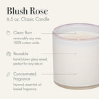LAFCO New York Classic Candle, Blush Rose - 6.5 oz - 50-Hour Burn Time - Reusable, Hand Blown Glass Vessel - Made in The USA