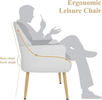 Velvet Accent Chair, Modern Upholstered Single Living Room Chairs with Tufted Back, Cozy Sofa Side Armchair with Metal Legs for Bedroom/Office/Reading Room, Beige