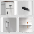 Tall Modern Bathroom Cabinet, 68.5" H Storage Cabinet with Fluted Wave Door, Drawer, Adjustable Shelves, Narrow Cabinet for Kitchen, Living Room, Entryway, White