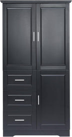 Merax 62.2" Wide Storage Cabinet Pantry Cupboard with Doors and Drawers for Home Kitchen, Bathroom and Living Room, Adjustable Shelf, Black