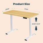 One-Piece Standing Desk 47 x 24 Inches, Small Adjustable Height Desk， Electric Sit Stand Desks Home Office Computer Workstation, Maple