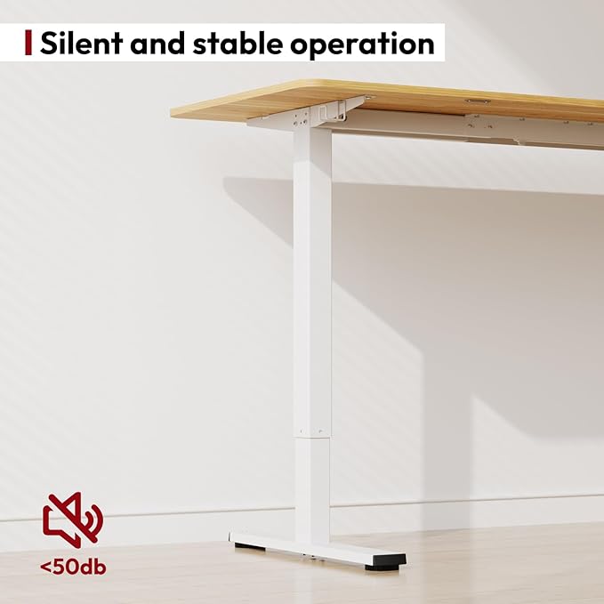 SANODESK Electric Standing Desk 63x24 Inch Height Adjustable Stand Up Desk Home Office Computer Workstation Sit Stand Home Office Desk with Splice Board (White Frame + Maple Top)