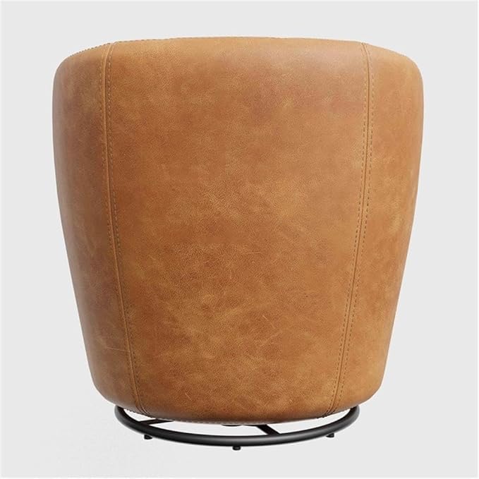 Pemberly Row Genuine Italian Leather Brown Swivel Club Chair (Two Pack)