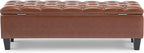 Christopher Knight Home Ottilie Faux Leather Storage Ottoman Bench, Wooden Rectangular Ottoman with Storage, Bedroom End of Bed Foot Stool, Entryway Ottoman Footrest, Living Room Extra Seat, Brown