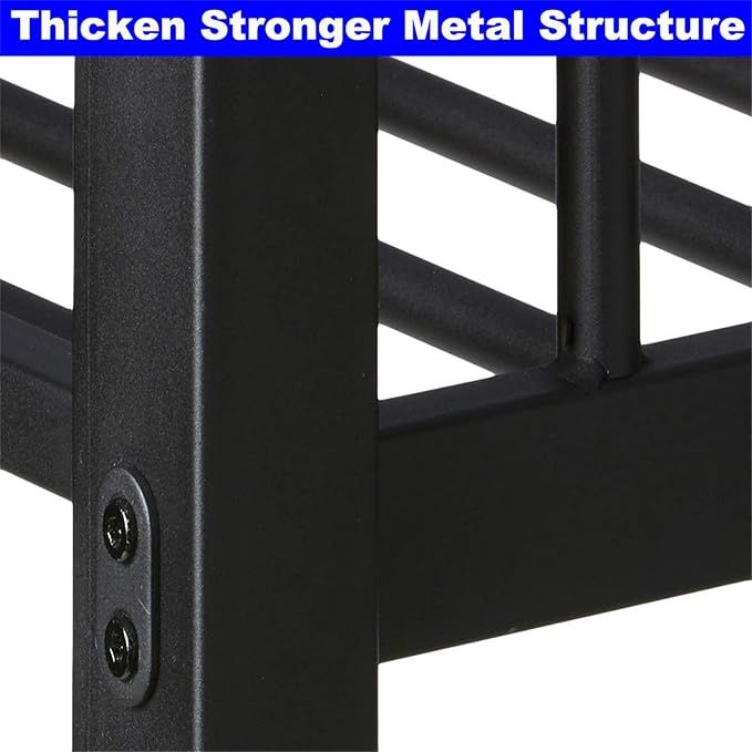 DOONREXS Upgraded Thicken Metal Queen Over Queen Bunk Bed, Heavy Duty Stronger Steel With Ladders and Safety Guard Rail, Easy Assembly