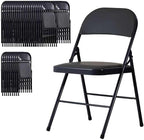 Black Folding Chairs 50 Pack with Padded Cushion and Back, Foldable Outdoor Chairs with 330-LBS Capacity, Portable Heavy Duty Metal Frame Commercial Seat for Party Kitchen Dinning Events Wedding