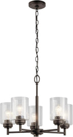 Kichler Winslow 19.75" Chandelier in Olde Bronze®, 5-Light Chandelier for Dining Room, Living Room, or Bedroom, Clear Seeded Glass, (19.75" W x 16" H), 44030OZ