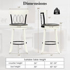 COSTWAY Bar Stools Set of 4, 26” Seat Height Swivel Barstools with Ergonomic Backrest, Soft Cushion & Footrest, Rubber Wood Counter Height Bar Chairs Upholstered Dining Chairs for Kitchen Island
