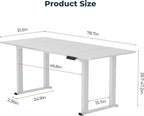 4 Legs Standing Desk, Large 79x31 Inches Electric Adjustable Height Desks with Splice Board, Stand Up Desks Home Office Computer Workstation, White