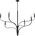 KICHLER Livadia 6-Light Chandelier, Soft Modern-Light in Black, for Foyer, Great Room, or Vaulted Dining or Bedroom (33.25" x 47.25"), 52674BK