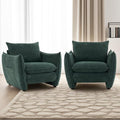 Oversized Armchair, Modern Accent Chair Upholstered in Soft Cloud Fabric with Plush Cushions – Comfy Lounge Chair for Reading Nook, Living Room, and Bedroom (Green, Set of 2)