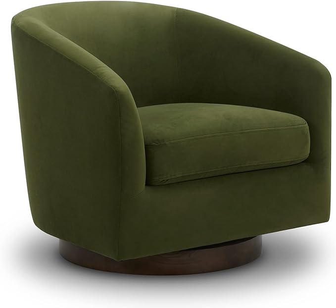 CHITA Swivel Accent Chair, FSC Certified Upholstered Velvet Barrel Chair for Living Room, Fully Assembled, Forest Green