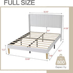 AGARTT Upholstered Platform Bed Frame Full Size with Headboard and Footboard/Wooden Slats Support/No Box Spring Needed/Easy Assembly,White Linen
