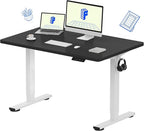 FLEXISPOT EN1 One-Piece Standing Desk, 48 x 30 Inches Electric Height Adjustable Desk for Home Office (White Frame + Black Desktop, 2 Packages)