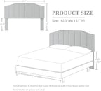 Frosted Velvet Queen Size Headboard, Upholstered Headboard Queen/Full Size Wall Mount and Bed Frame Mount, Featuring High-Density Sponge Padding Easy Assembly Comfort Style-Light Gray