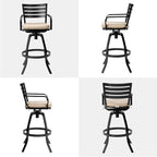 Pellebant Patio Swivel Barstools Set of 6, Aluminum 29.5" Outdoor Bar Height Stool Chairs with Back & Footrest,Rust-Proof Tall Patio Bar Stools for Deck Lawn Garden,Beige