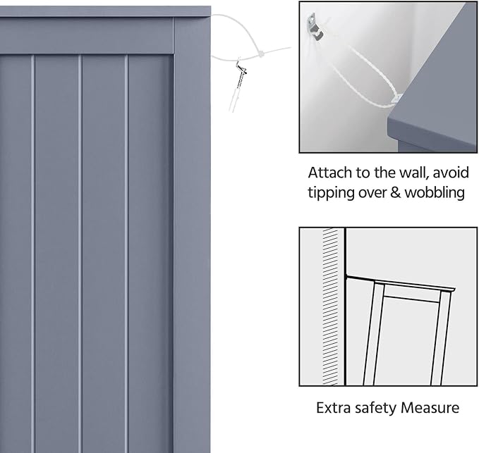 Yaheetech Large Bathroom Floor Cabinet with 4 Dawers and Single Door Cabinet, Freestanding Storage Cabinet for Living Room Kitchen Hallway, Gray