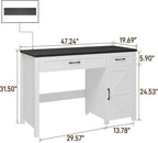 Farmhouse 47" Executive Desk, Computer Desk with Drawers and Storage Cabinet, Workstation for Home Office and Study.(Black)