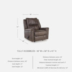 Signature Design by Ashley Skymaker Modern Faux Leather Manual Rocker Recliner with Track Arms, Dark Brown