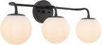 JONATHAN Y JYL3536B Louis Parisian Globe 25" 3-Light Metal/Frosted Glass Modern Contemporary LED Vanity Light Midcentury, Glam, Transitional, Bathroom, Powder Room, Dressing Room, Bedroom, Black