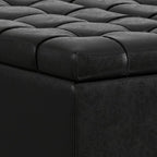 SIMPLIHOME Harrison 30 inch Wide Transitional Square Small Coffee Table Storage Ottoman in Midnight Black Vegan Faux Leather, Assembled, for The Living Room and Bedroom