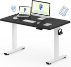 FLEXISPOT EN1 One Piece Standing Desk, 48 x 24 Inch Electric Adjustable Height Desk for Home Office and Computer Workstation (White Frame + Black Top, 2 Packages)