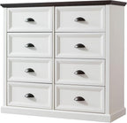 Farmhouse 8 Drawer Dresser for Bedroom, 39" Tall Dressers & Chests of Drawers, 42" Wide Dressers Organizer Storage, Wood Rustic Bedroom Dresser for Closet, Living Room, Hallway, White