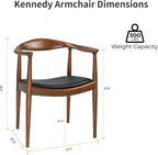 Tomile Upholstered Dining Chair Kennedy Armchair, Mid Century Modern Kitchen & Dining Chairs with PU Leather Cushion Seat, Hans Wegner Elbow Chair for Living Room Bedroom Office (Walnut Color)