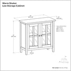 SIMPLIHOME Warm Shaker SOLID WOOD 32 inch Wide Transitional Low Storage Cabinet in Light Golden Brown for the Living Room, Entryway and Family Room